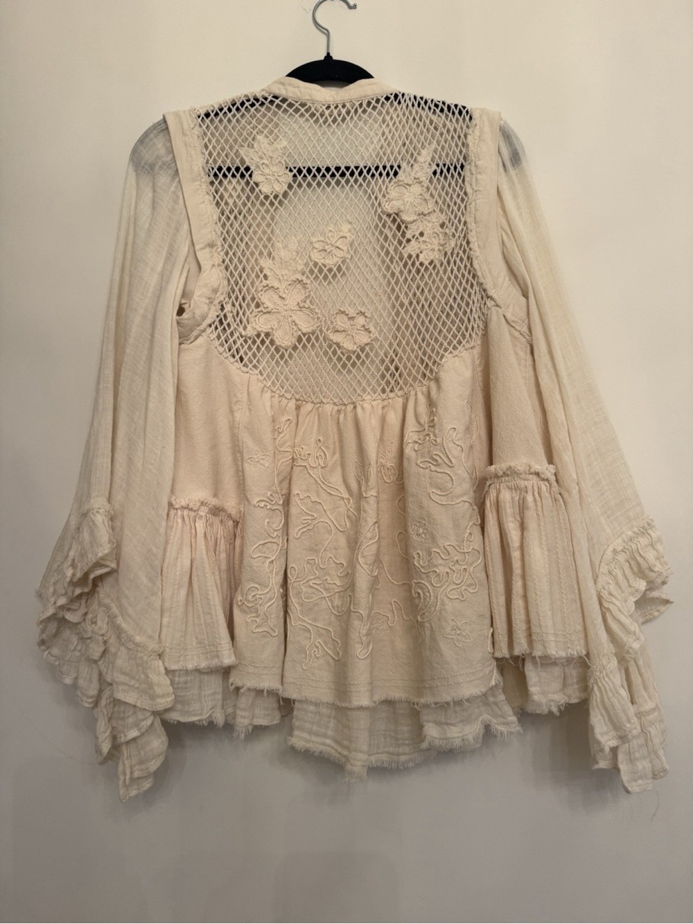 Free People Amalfi Embroidered Lace Jacket Ivory Off White Boho - Picture 4 of 7